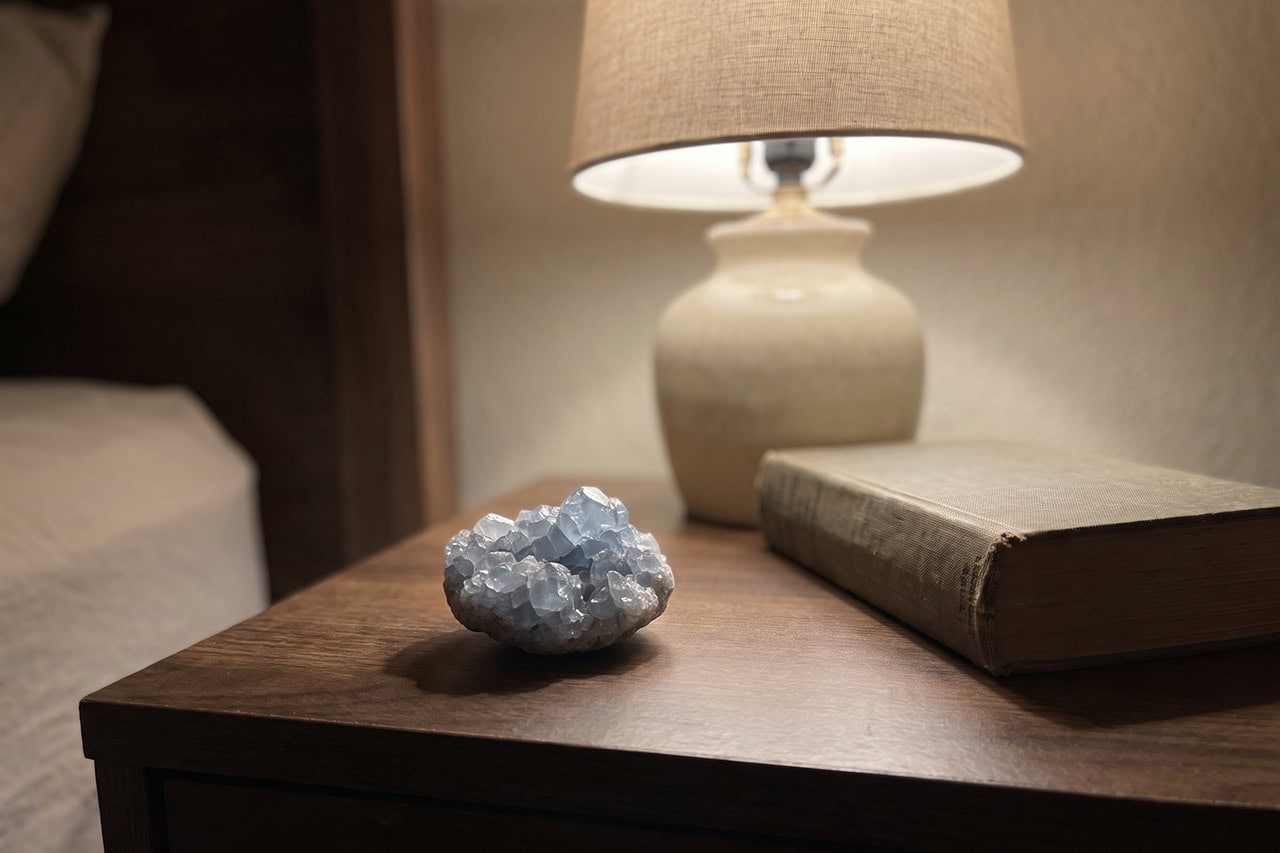 A pale blue celestite cluster