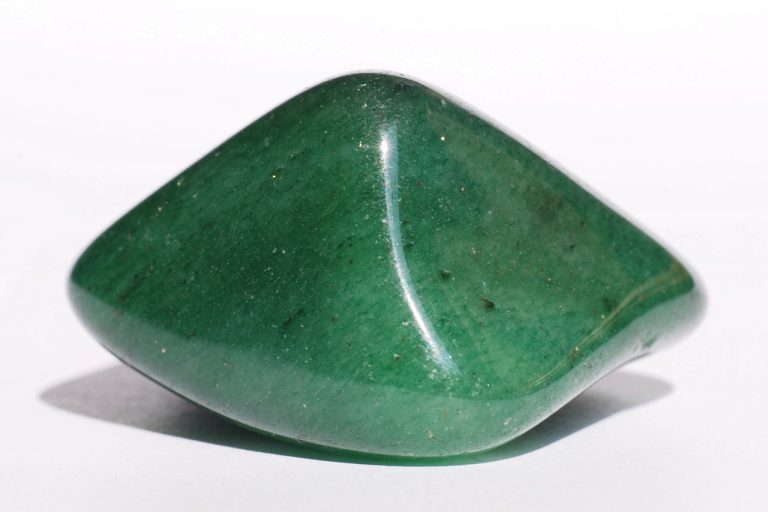 Polished green aventurine stone with smooth glossy finish and subtle shimmering inclusions