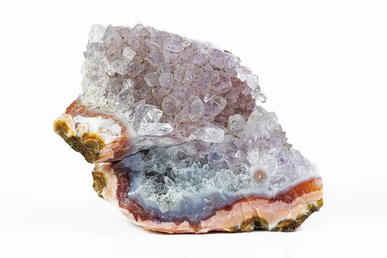 Raw blue chalcedony with natural rough texture and soft translucent blue and red color