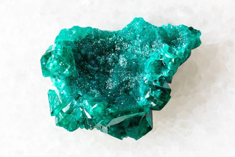 Raw Dioptase Mineral Showing Natural Rough Crystal With Intense Green Color