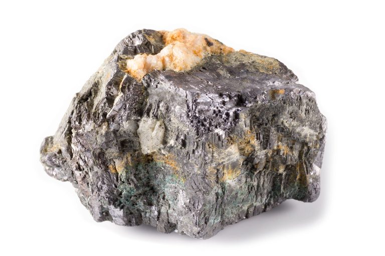 Raw Galena Mineral Showing Natural Cubic Crystals With Metallic Gray Luster