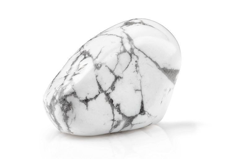 Tumbled Howlite Crystal With Polished White Surface And Gray Veining