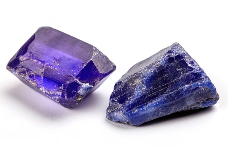 Raw Tanzanite Mineral Showing Natural Rough Crystal With Blue And Violet Tones
