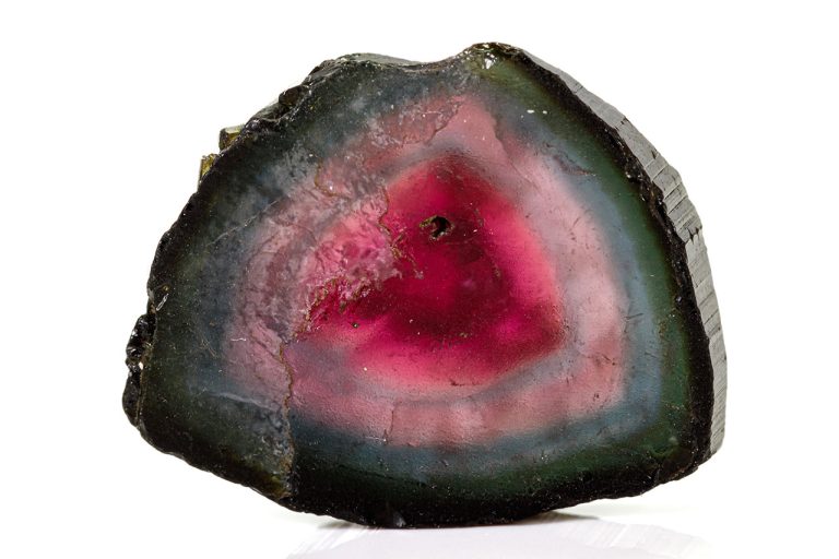 Raw Watermelon Tourmaline Showing Natural Crystal With Pink Core And Green Outer Layer